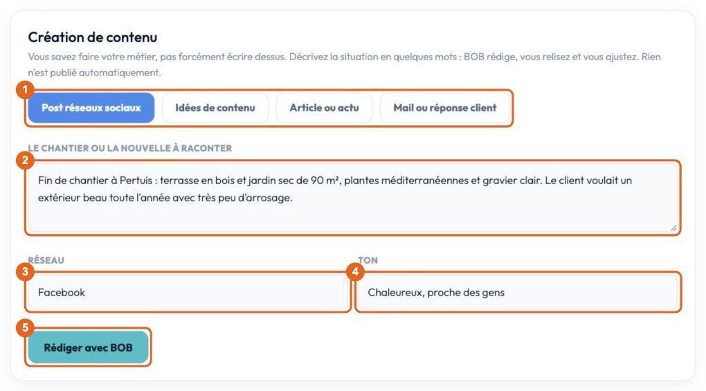 Création de contenu : Choisissez le contenu et lancez BOB