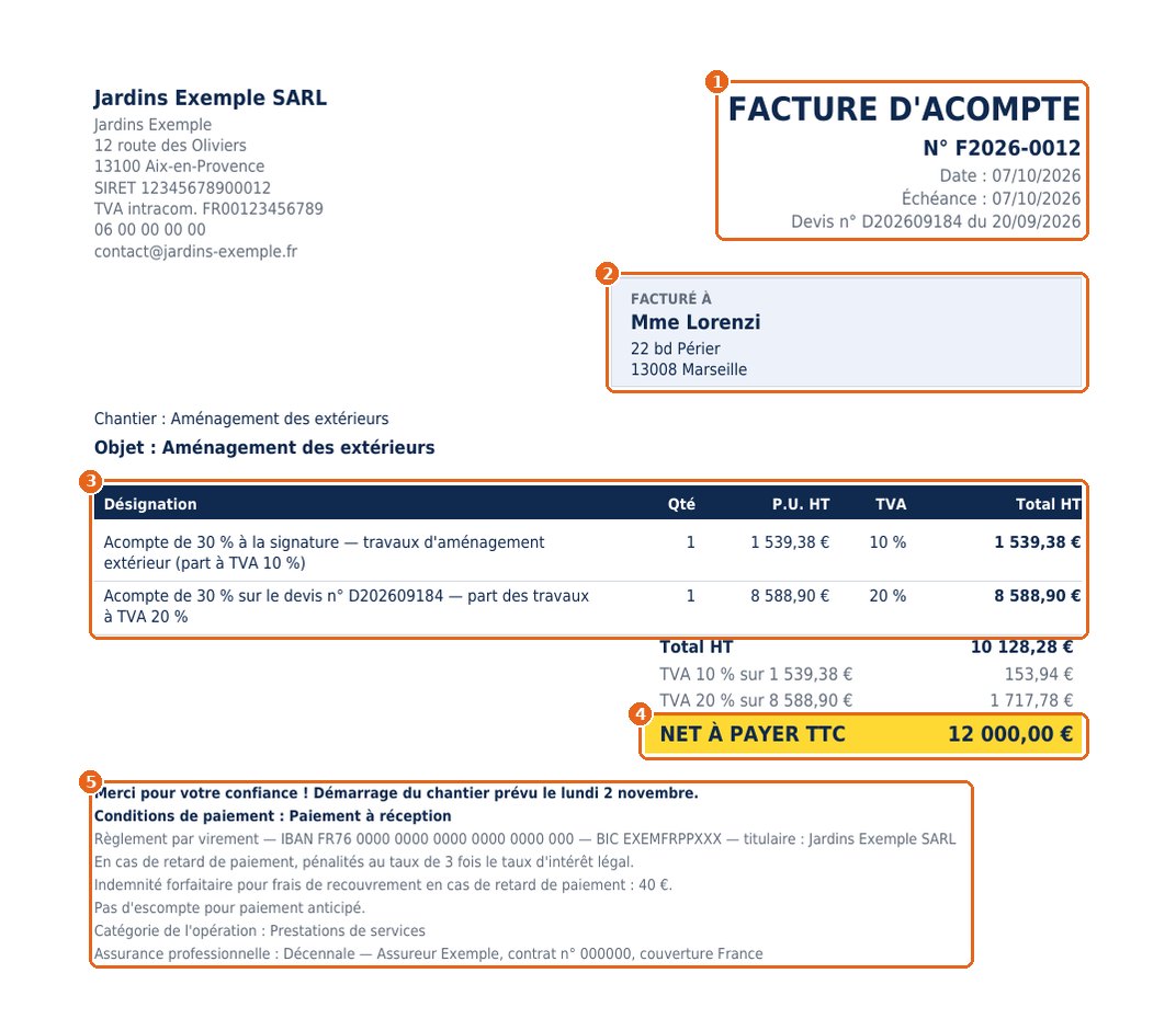 Mes factures : la facture PDF