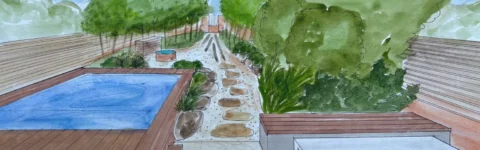 le jardin d’une maison de ville à Aix en Provence
