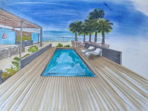 Projet paysager d’une terrasse d’un penthouse en Martinique