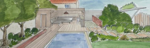 Le jardin à vivre d’une maison individuelle à l’Isle sur la Sorgue