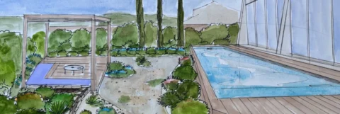 La piscine couloir de nage du jardin d’une maison à Ollioules